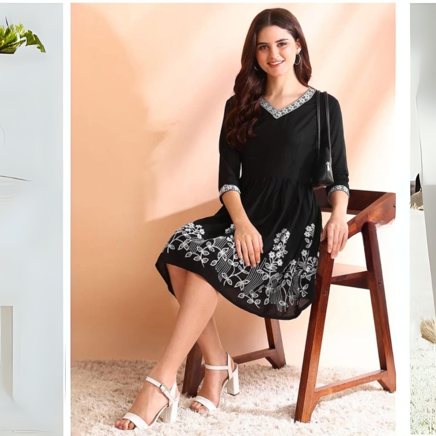 Midnight Glow Black V-Neck Gown