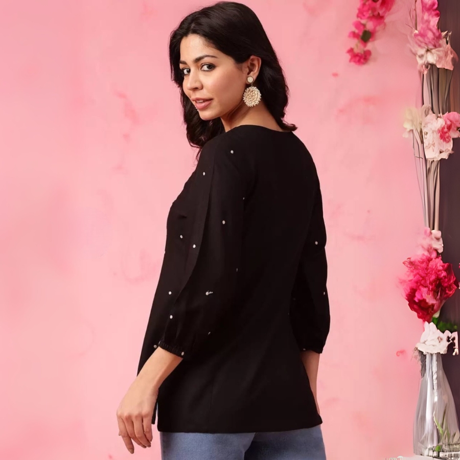 Mesh Elegance Black Kurti