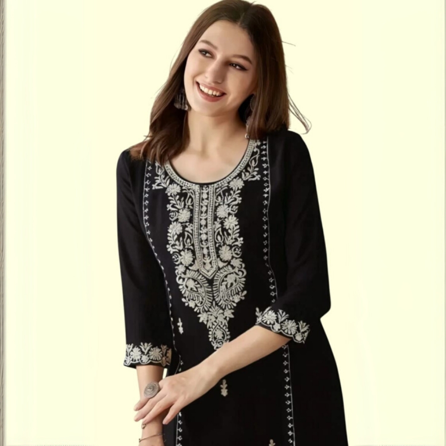 Noir Radiance Wide Neck Kurti